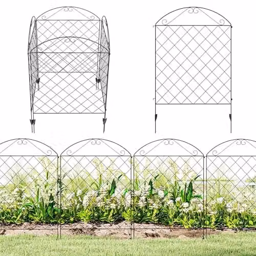 Outsunny 4-Piece Decorative Metal Garden Fencing in Black – 1