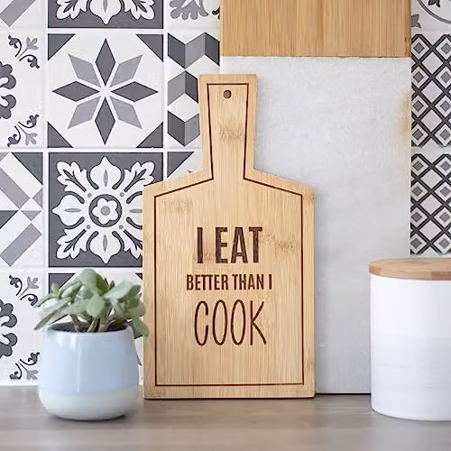 KDMD I Eat Better Than I Cook Brown Bamboo Rectangular Serving Board – 2