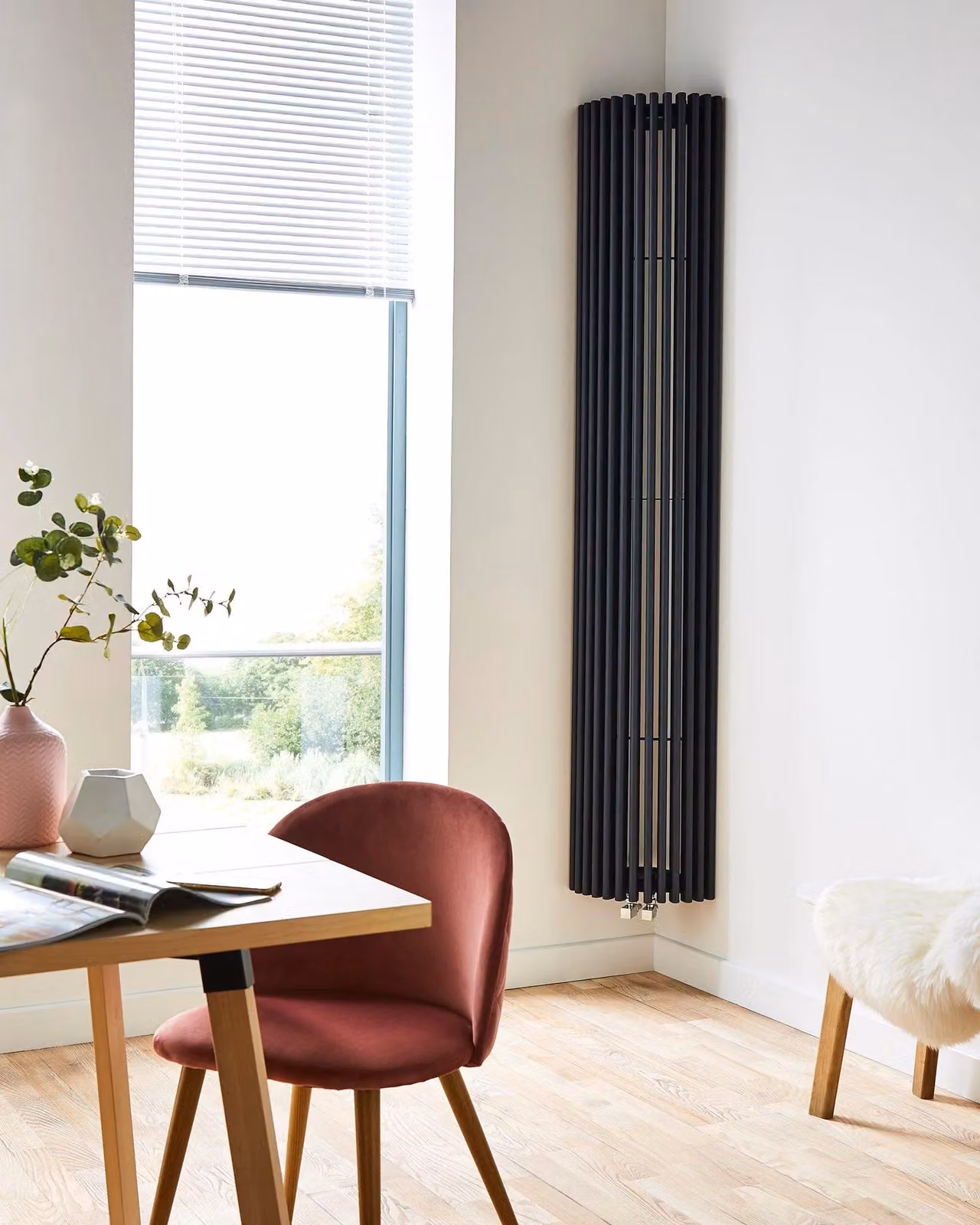 Clifton Anthracite Corner Vertical Radiator in Charcoal, H x W: 200 x 27.6 cm – 2