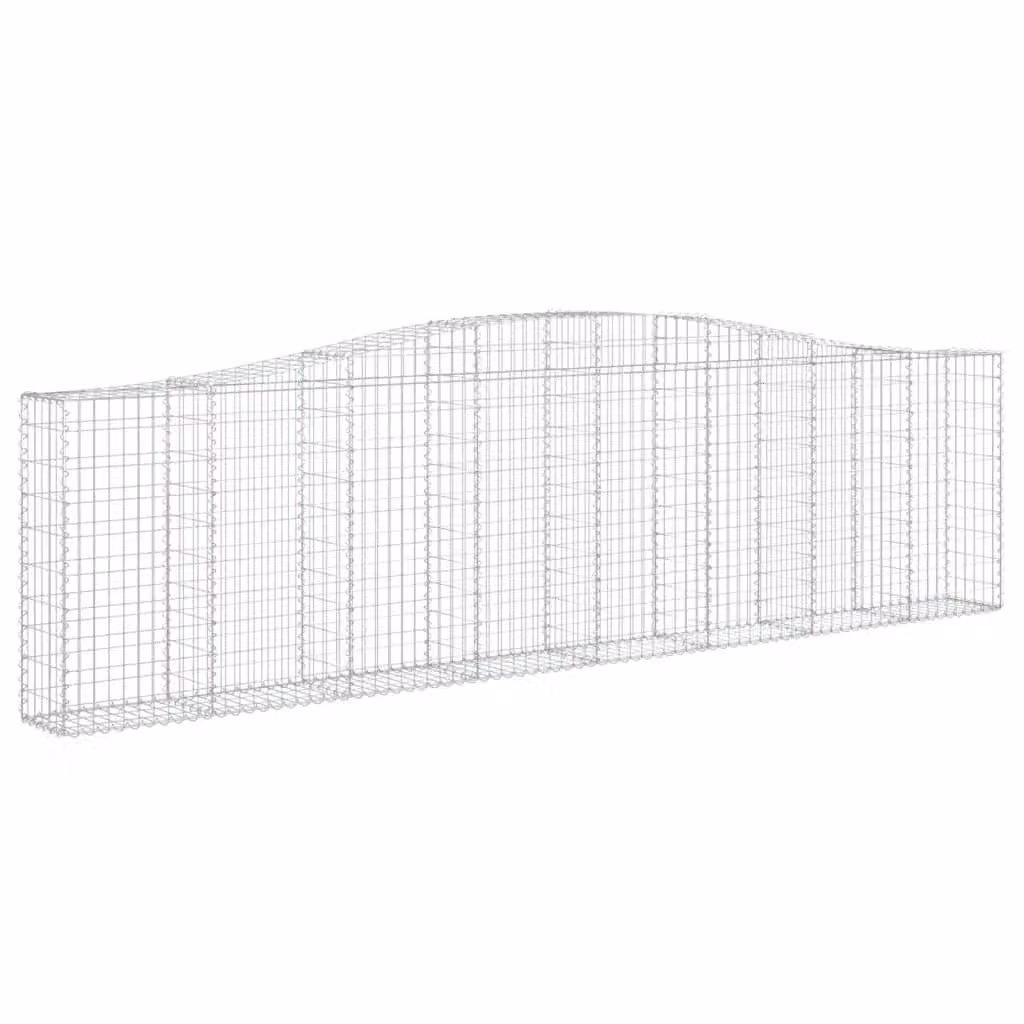 Berkfield Home Arched Gabion Basket in Silver Galvanised Steel, W: 400 cm, D: 30 cm, H: 100-120 cm – 2