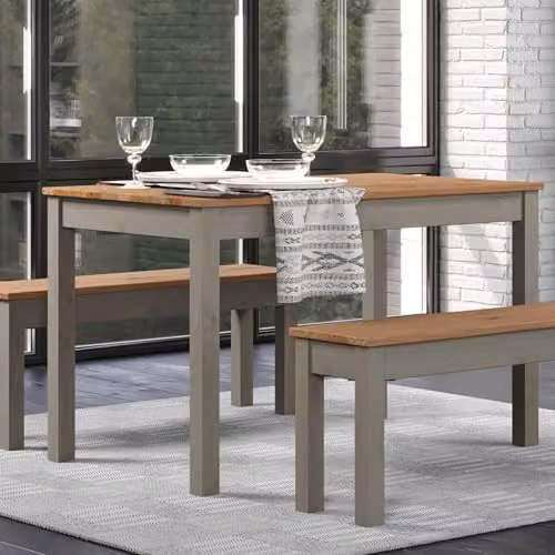 Core Products Linea Rectangular Solid Pine Dining Table in Grey Waxed Finish, Width: 120 cm – 2