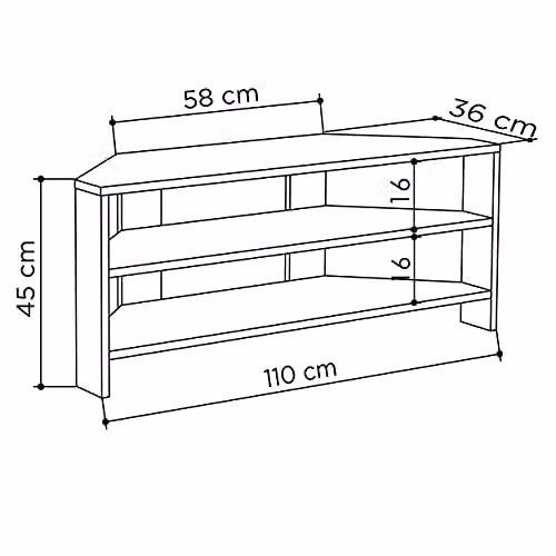 Decortie Thales Modern Multimedia Corner TV Unit in Matt Black, W: 110 cm, D: 45 cm, H: 36 cm – 3