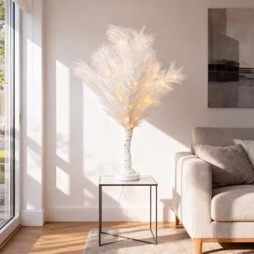 Shatchi 2-Piece White Feather Tree Table Lamp with Warm White LEDs, Height: 70 cm – 4