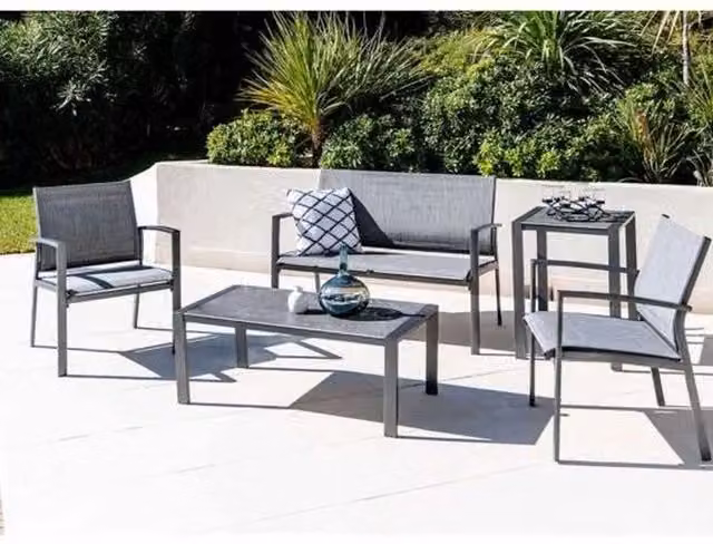 Better Garden Modern Wood 4 Seater Outdoor Lounge Sofa Set in Grey