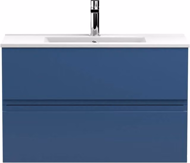 Balterley Mavesyn 2 Drawer Wall Hung Vanity Basin Unit, Blue, W: 80 cm
