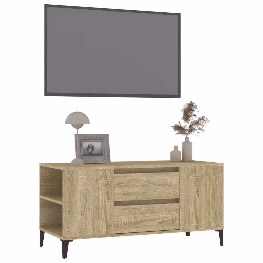 Berkfield Home TV Cabinet in Sonoma Oak Brown, W: 102 cm, D: 44.5 cm, H: 50 cm – 3