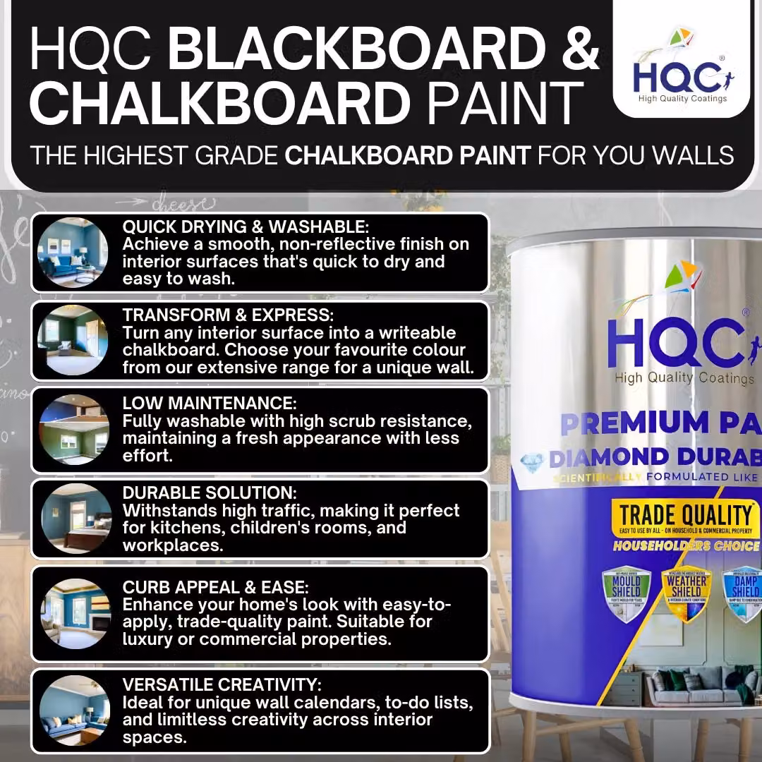 HQC Paints Blackboard and Chalkboard Paint in Light Beige, 1 Litre, Matt Finish, Water Based – 6