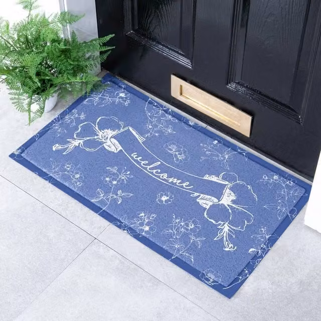 Artsy Mats Chinoserie Indoor Outdoor Doormat in Blue, W/D: 70 x 40 cm
