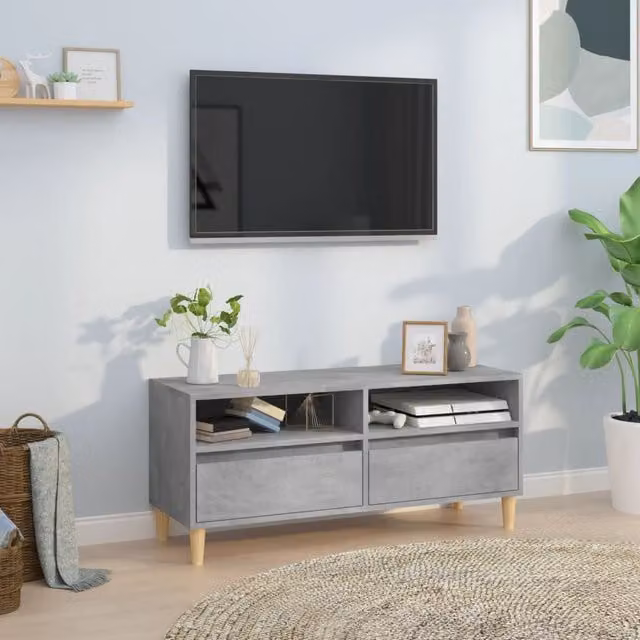 Berkfield Home TV Cabinet in Concrete Grey, W/D/H: 100 x 34.5 x 44.5 cm