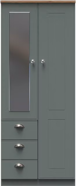 Ready Assembled 2 U Albert Double Combi Wardrobe in Pale Green with Mirror and Drawers – 1