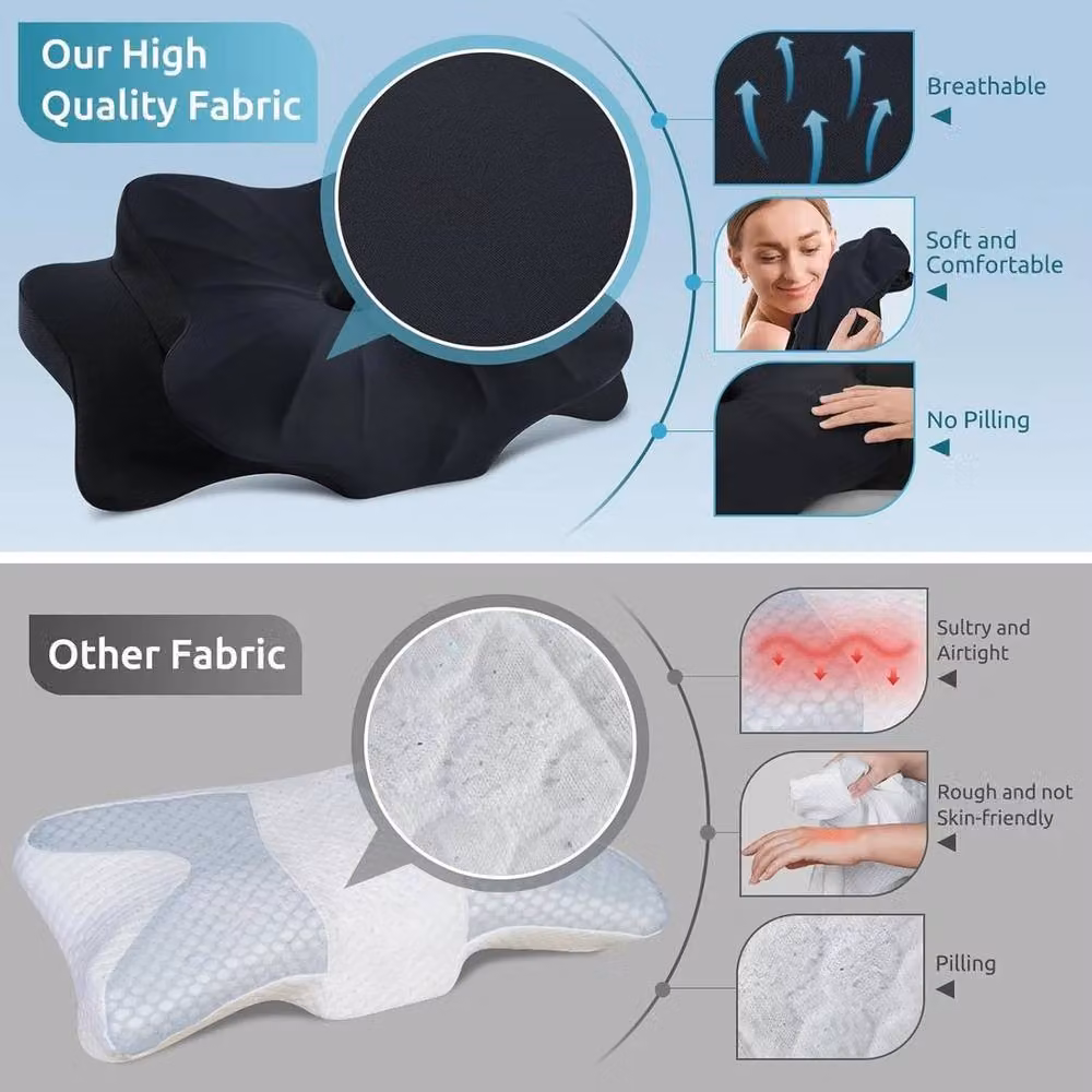 NESTLUNE Black Memory Foam Cervical Pillow for Neck and Shoulder Pain, Cot Size – 4