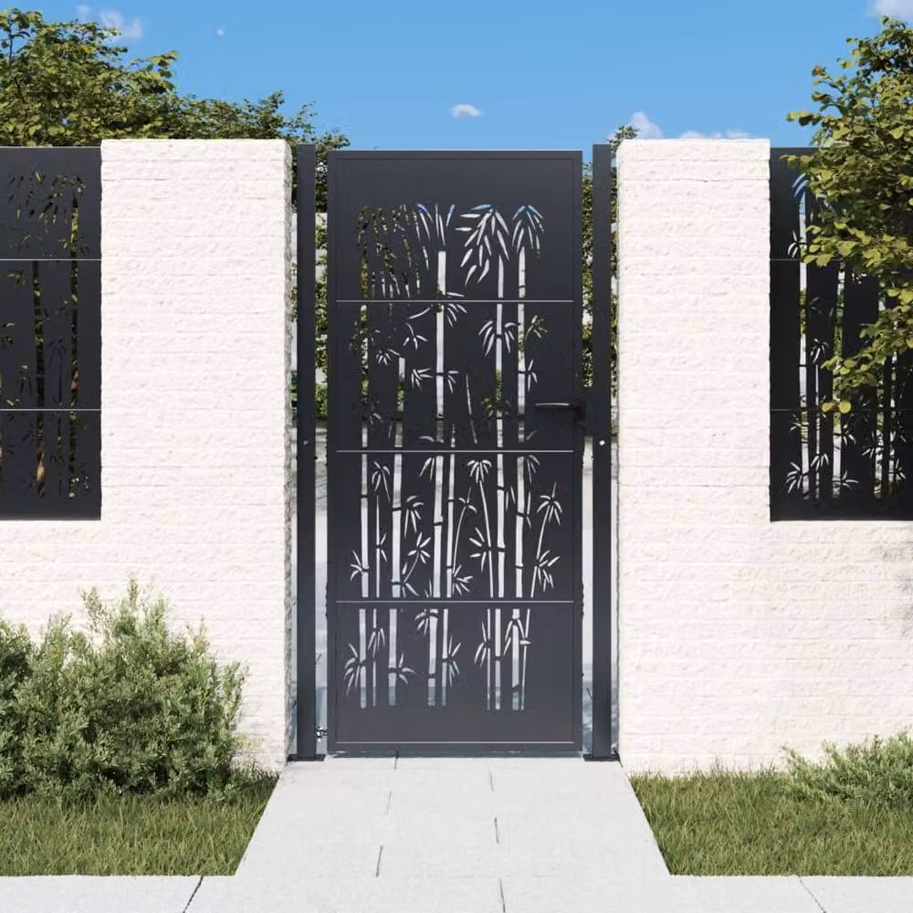 Berkfield Home Anthracite Steel Garden Gate in Grey, W: 105 cm, H: 180 cm – 2