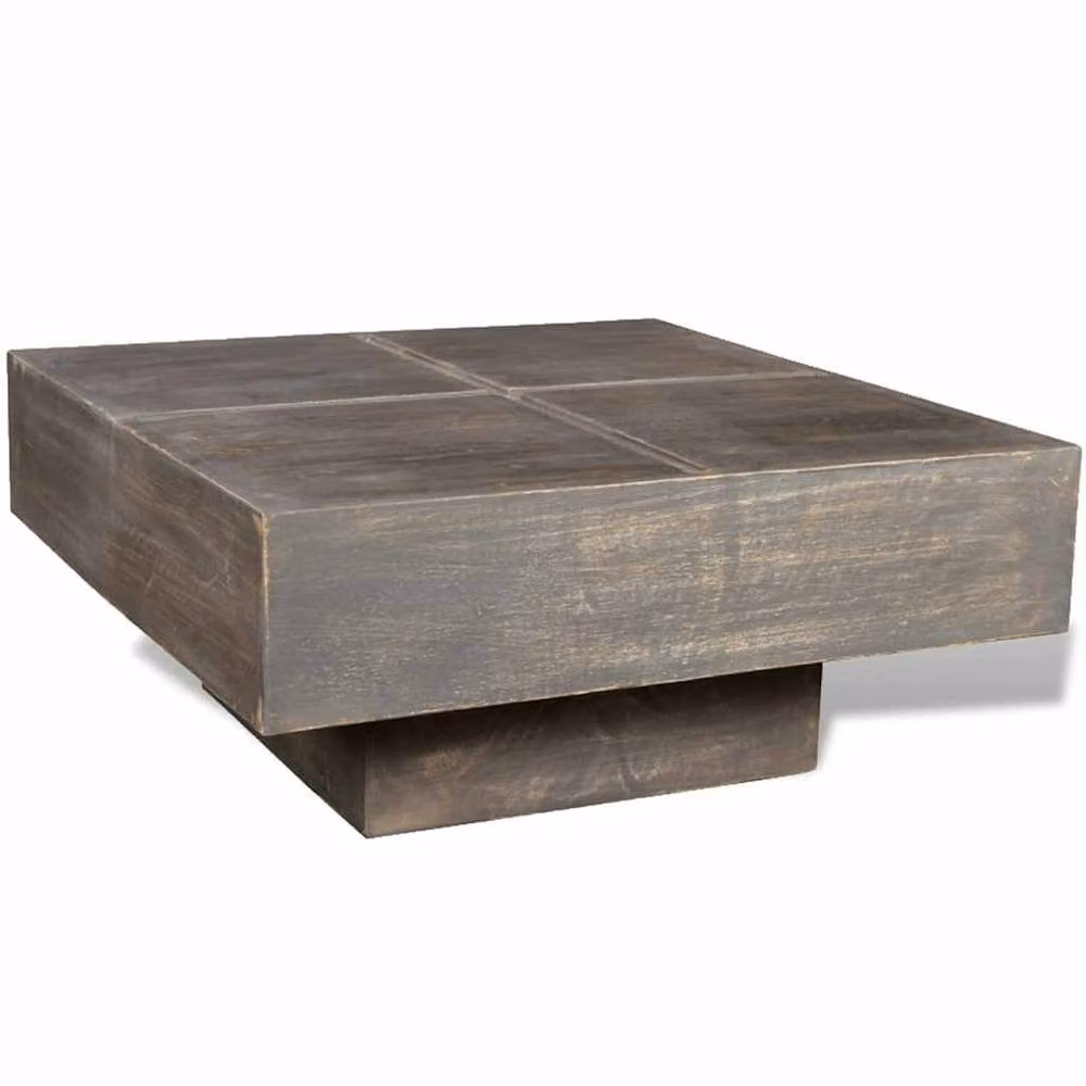 Berkfield Home Square Solid Mango Wood Coffee Table in Dark Brown