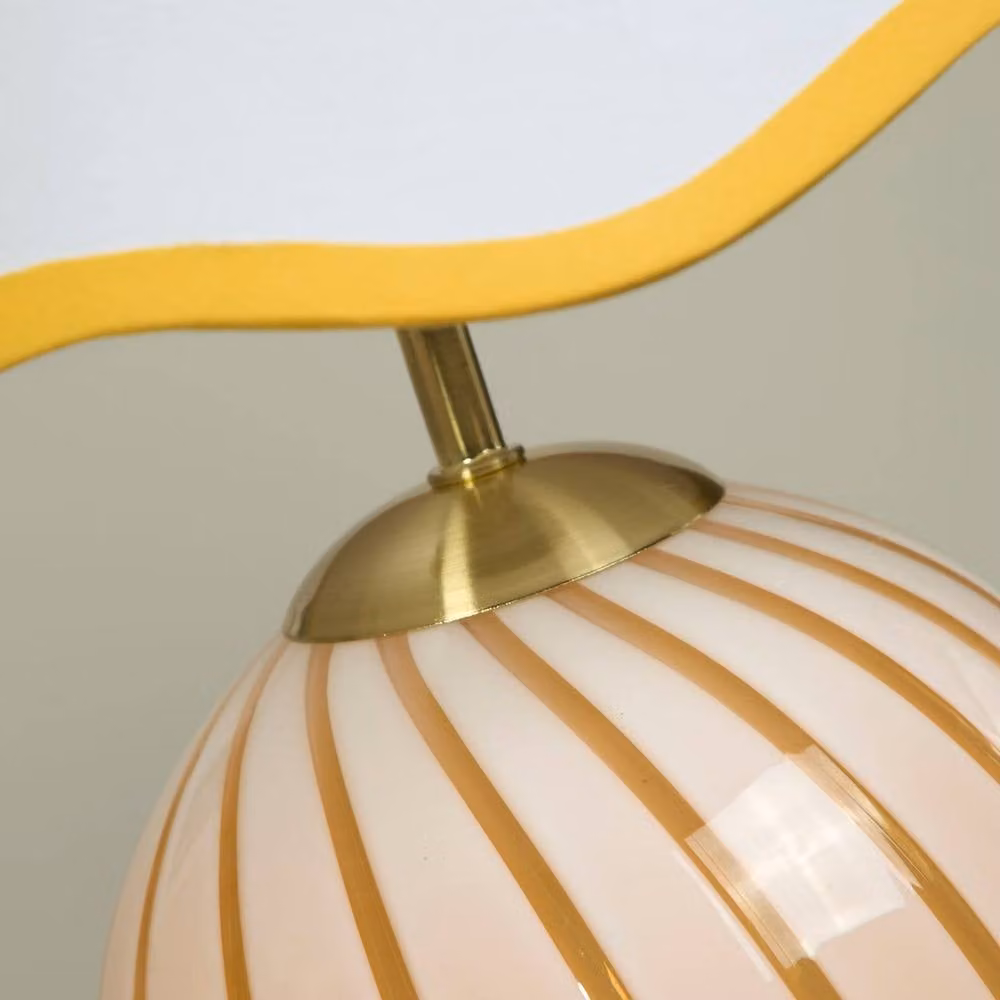 Lighting Collection Galway Yellow Striped Glass Table Lamp in Bronze – 3