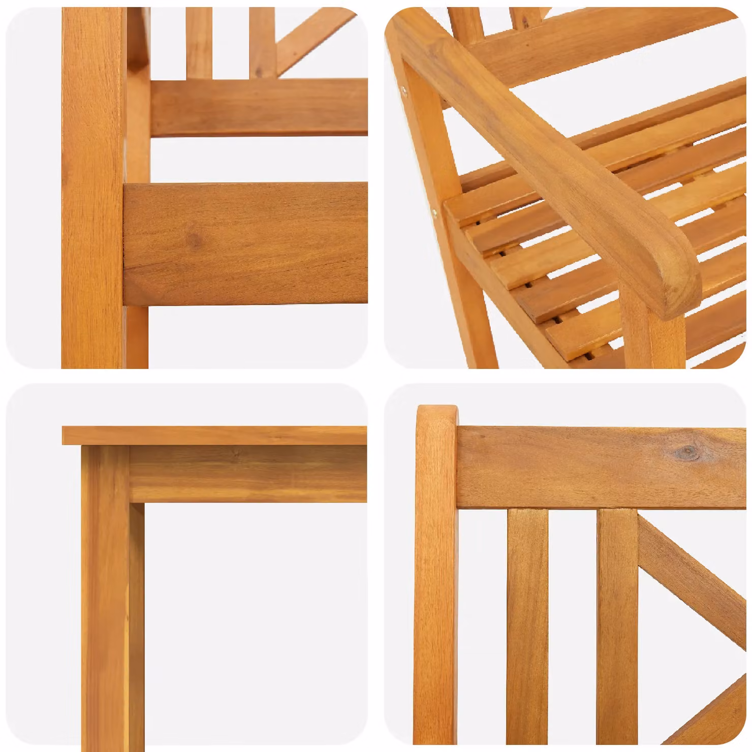 Berkfield Home Set of 2 Brown Solid Wood Acacia Garden Chairs, W/D/H: 56 x 56 x 90 cm – 4