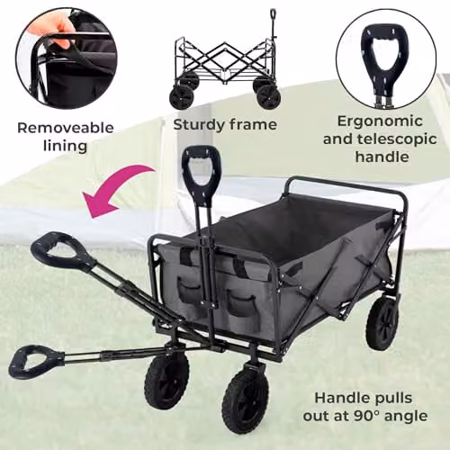 Neo Heavy Duty Large Capacity Foldable Collapsible Garden Trolley Cart in Grey, W/D/H: 88.0 x 75.0 x 46.0 cm – 6