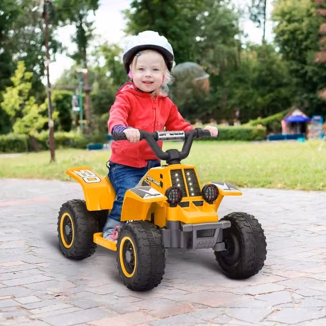 AIYAPLAY 6V Electric Quad Bike for Kids in Yellow with Light and Sound Effects
