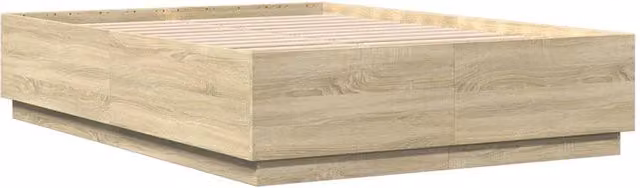 Berkfield Home Sonoma Oak Bed Frame with LED Under-Bed Lighting and Drawers, Light Brown, W: 160 cm, D: 200 cm, H: 40 cm – 1