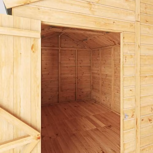 Waltons Premium Shiplap Apex Wooden Garden Storage Shed in Brown with Styrene Glazing, W: 304 cm, D: 240 cm, H: 237 cm – 3