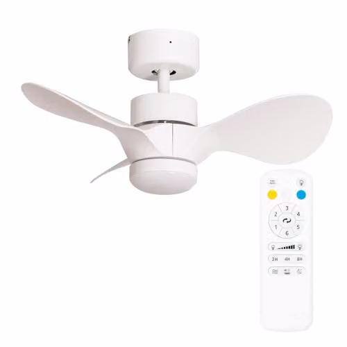 ValueLights White LED Ceiling Fan with Remote Control and Timer – 1
