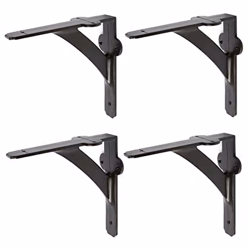 Hammer and Tongs Matt Black Iron Shelf Bracket, Pack of 4, Diameter: 150 mm