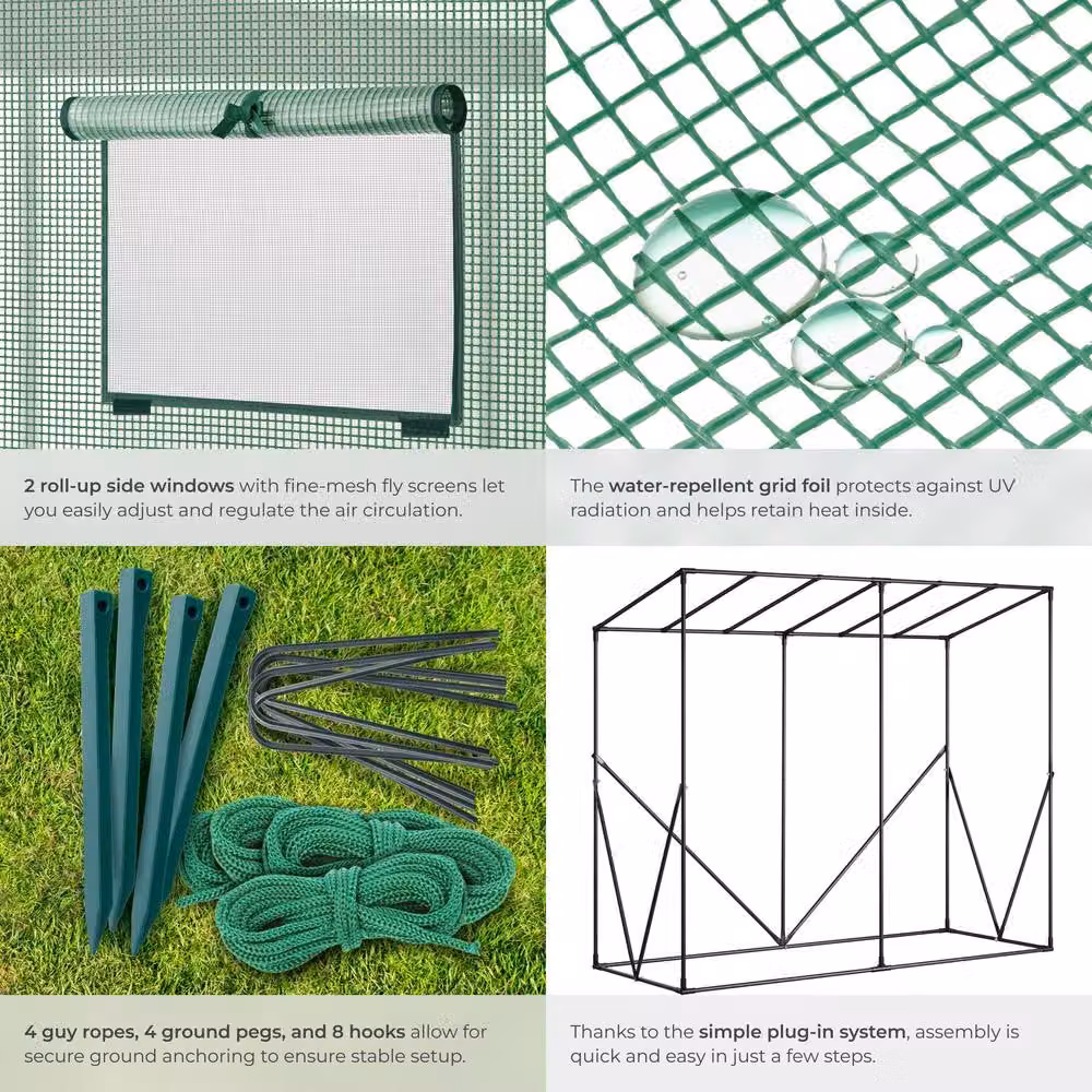 tectake Anton Plastic and Steel Greenhouse in Green, W/D/H: 200 x 77 x 170 cm – 3
