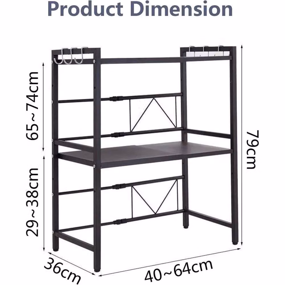 KORVIXA 3 Tier Expandable Microwave Oven Rack Stand in Black – 2