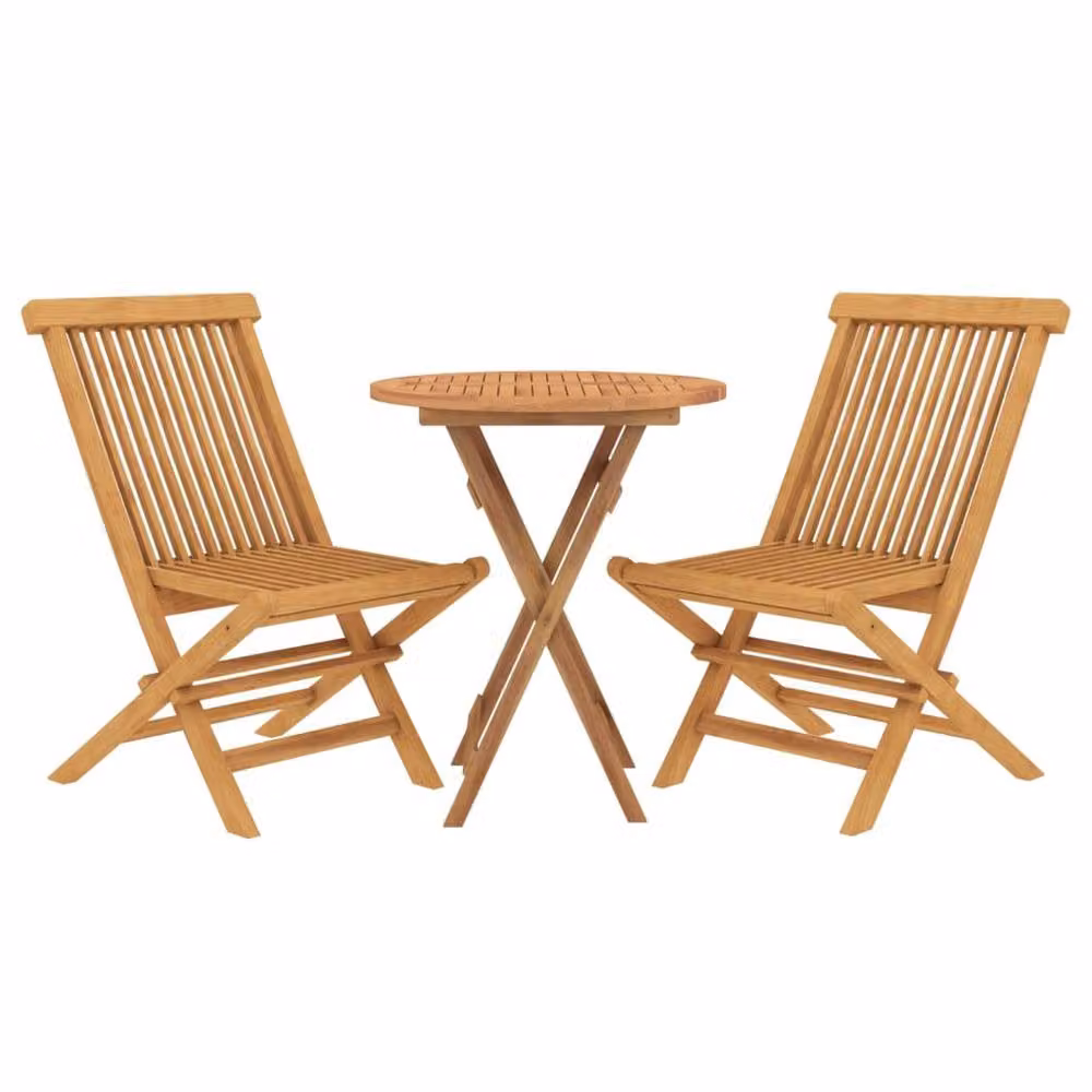 Berkfield Home 3 Piece Garden Dining Set in Brown Solid Teak Wood – 3