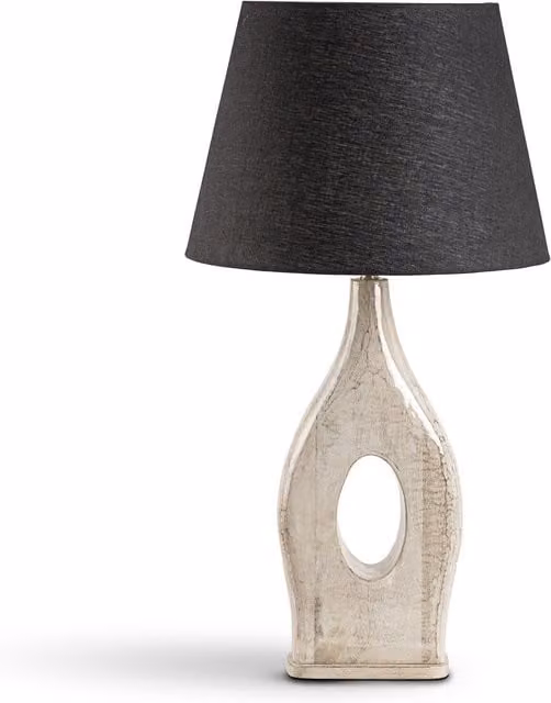 North Interiors Modern Sculptural Table Lamp with Fabric Shade in White