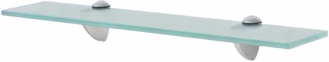 Berkfield Home Set of 2 Clear Glass Floating Shelves, W: 50 cm, D: 10 cm, Thickness: 8 mm