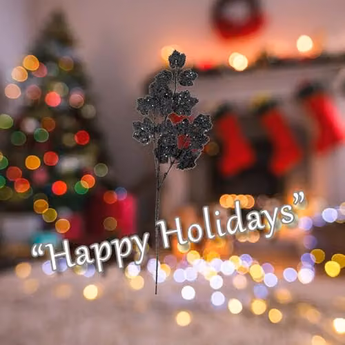 VFM e-Store Christmas Long Stem with Glitter Decoration, Black, H 65 cm x W 20 cm x D 20 cm – 4