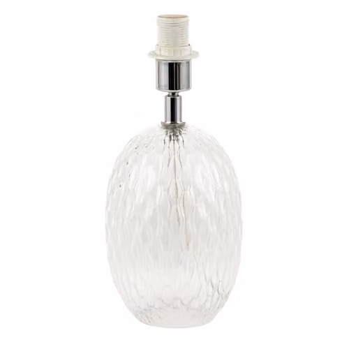 Happy Homewares Transparent Glass Table Lamp with Chrome Details, H 26.0 cm x W 11.0 cm x D 11.0 cm