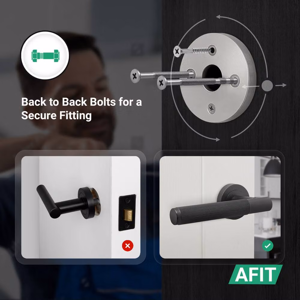 AFIT Matt Black Aluminium Door Handle Latch and Hinge Set, 5 Pack, Size: 150 x 150 mm – 3