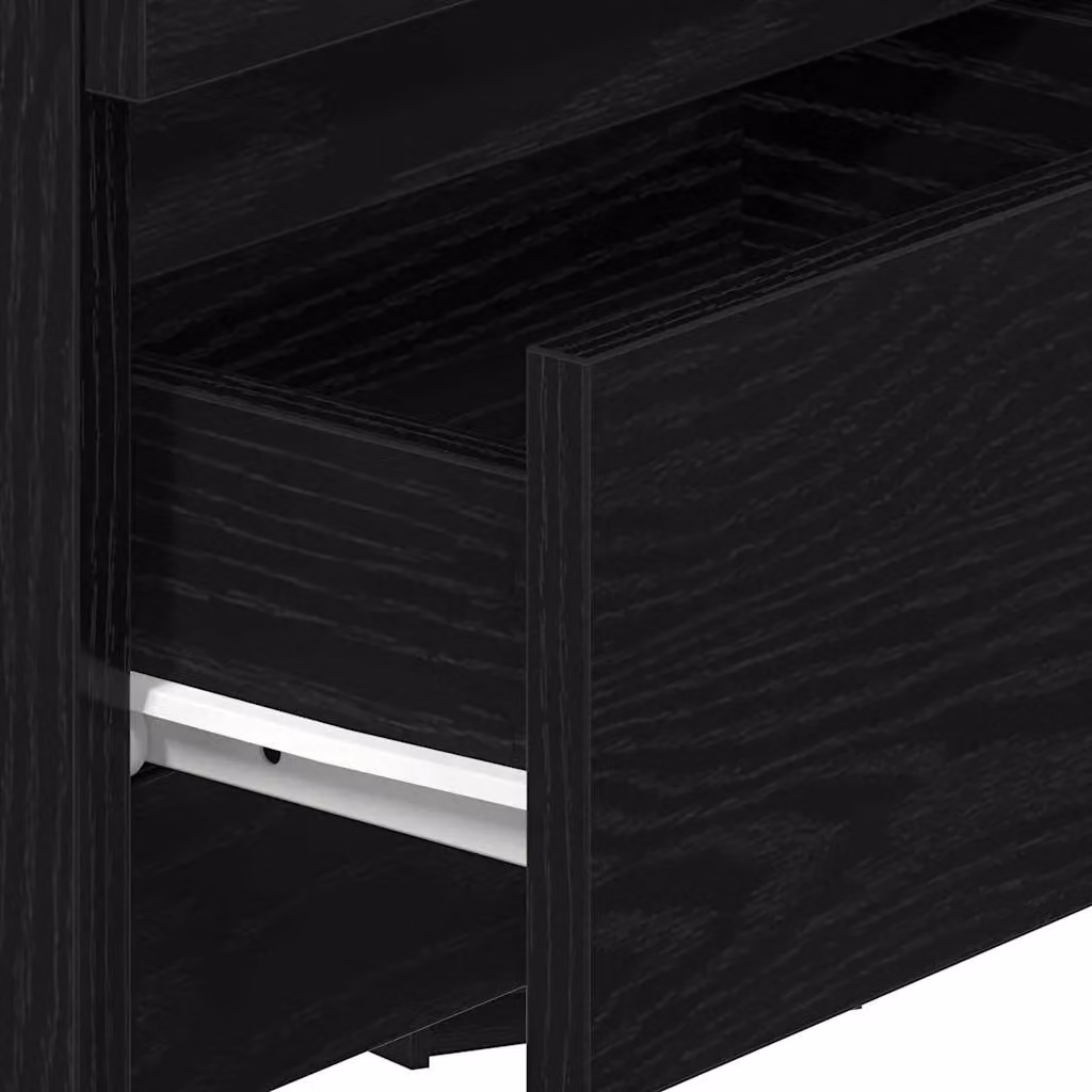 Berkfield Home Modern Black Bedside Cabinet with 2 Drawers, W/D/H: 40 x 33 x 60 cm – 6