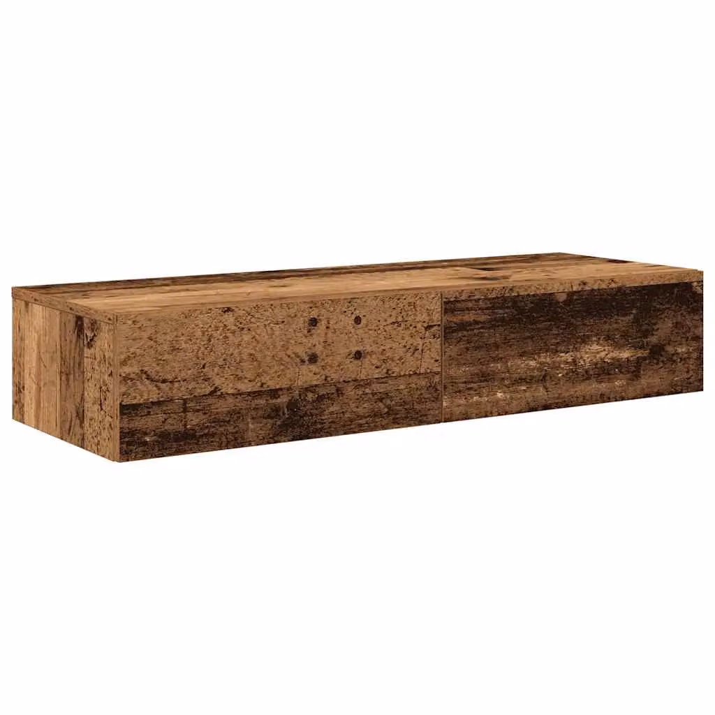 Berkfield Home Wall Shelf with Drawers in Old Wood Brown, W/D/H: 100 x 36 x 19 cm – 2
