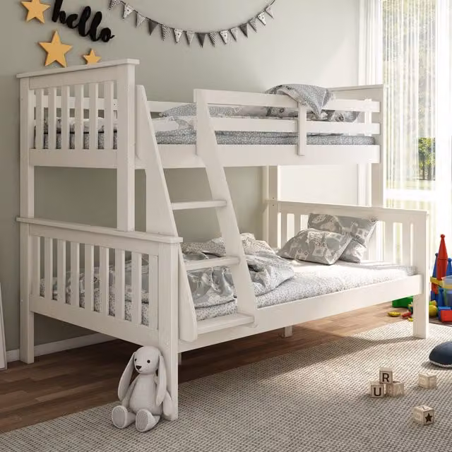 Bedmaster Carra White Triple Sleeper Bunk Bed in Lacquered Engineered Wood