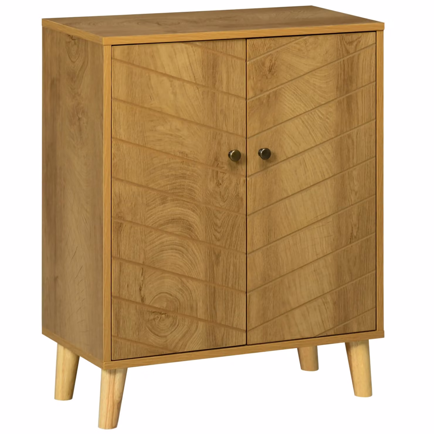 HOMCOM Vintage Brown Storage Cabinet Sideboard with Double Doors and Pine Wood Legs – 2