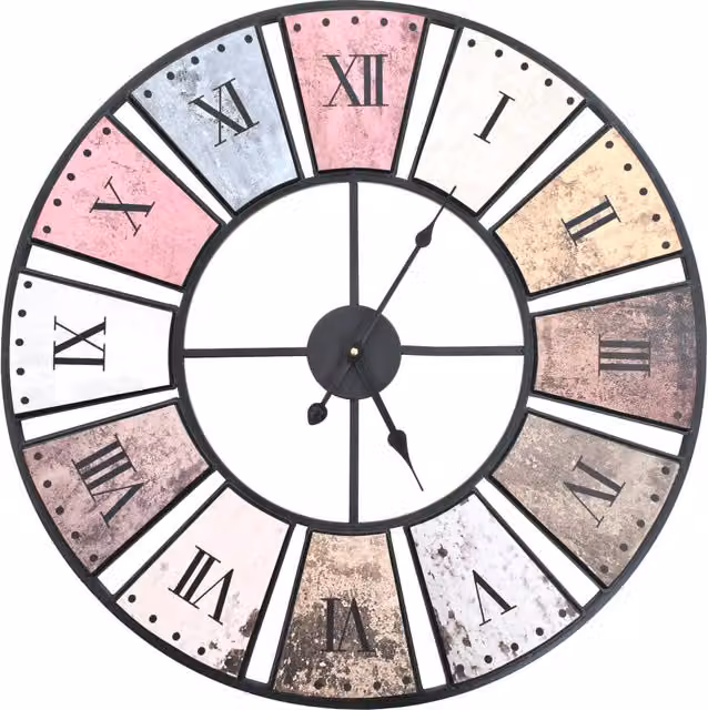 Berkfield Home Vintage Round Wall Clock with Quartz Movement, Multicolour, Diameter: 60 cm