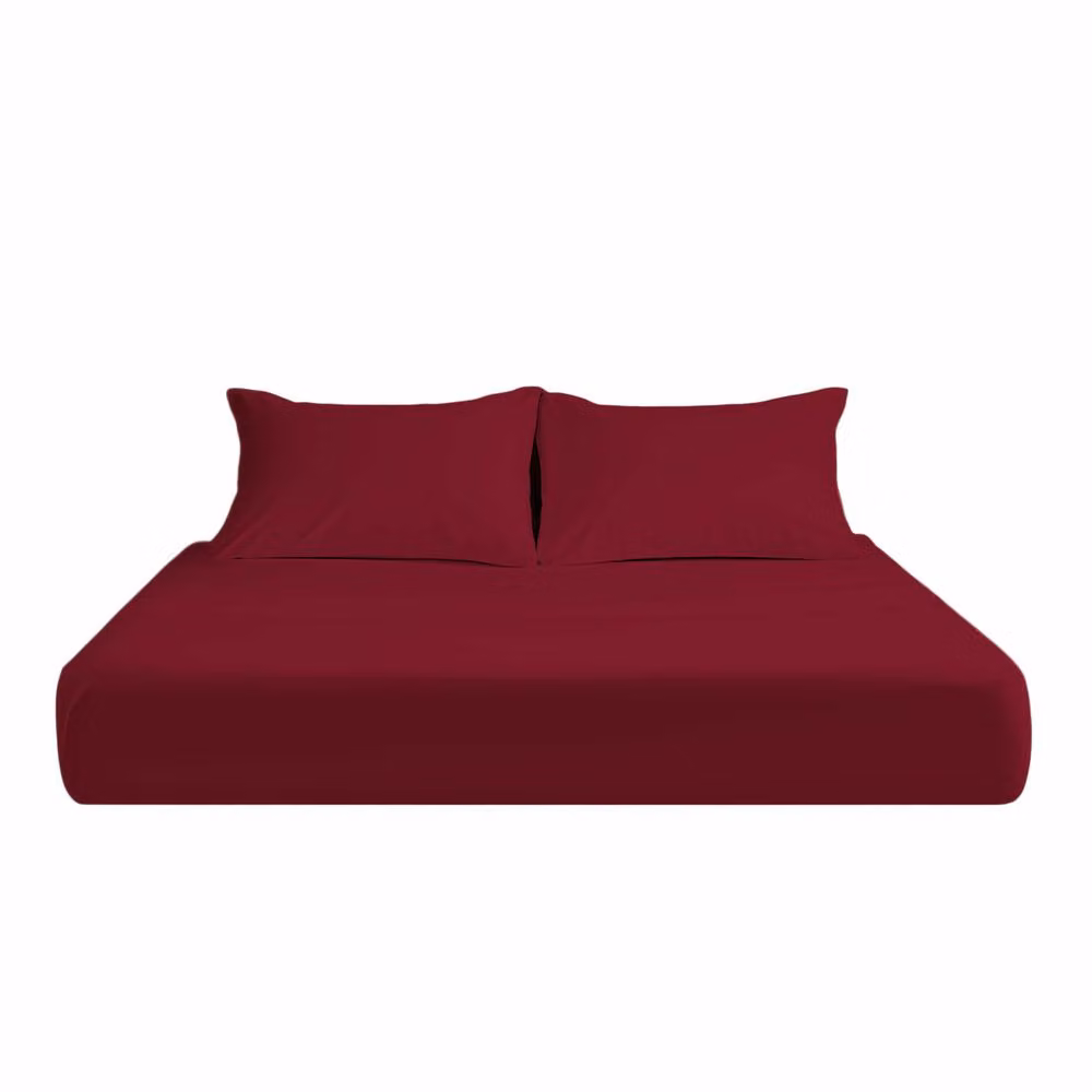 Snug City Red Microfibre Soft Touch Plain Dyed Fitted Sheet, Small Double, W/D/H: 120 x 200 x 25 cm – 2