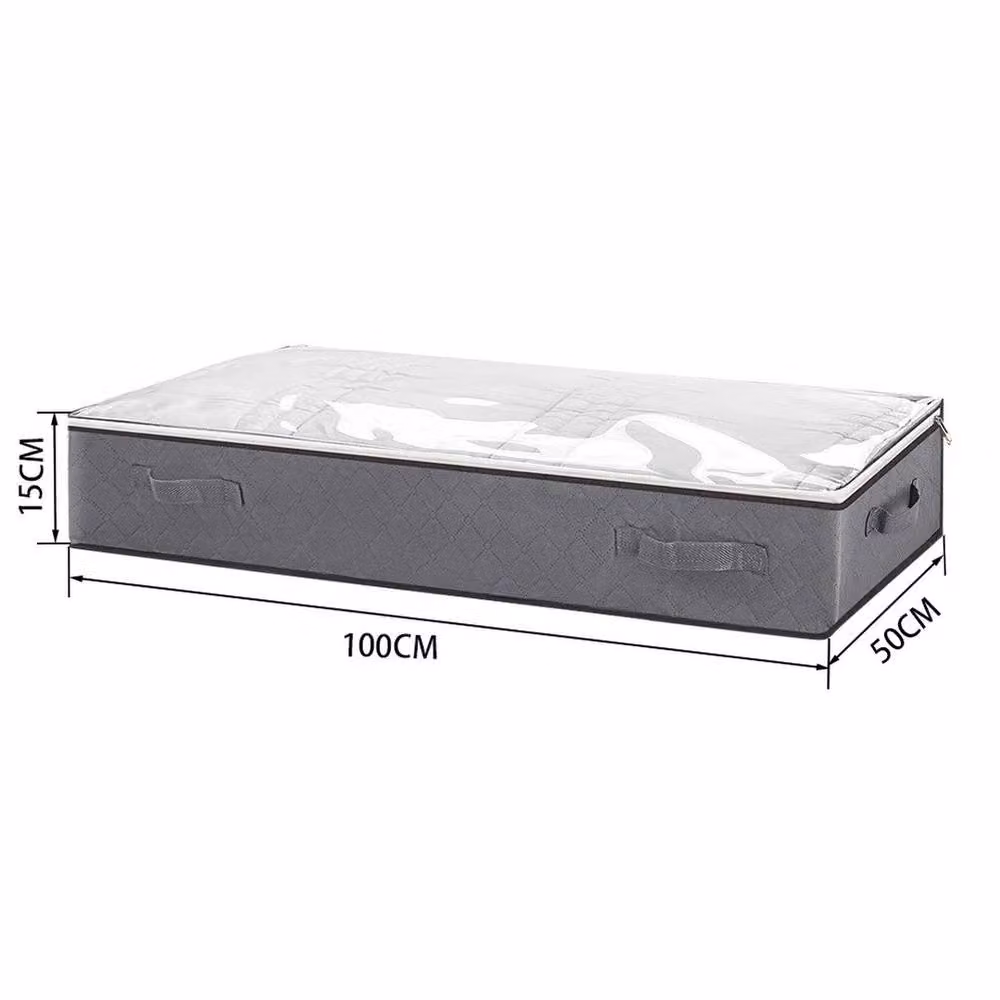 FORGEVIO Foldable Underbed Storage Bag in Grey, Fabric, W/D/H: 50 x 50 x 15 cm – 2