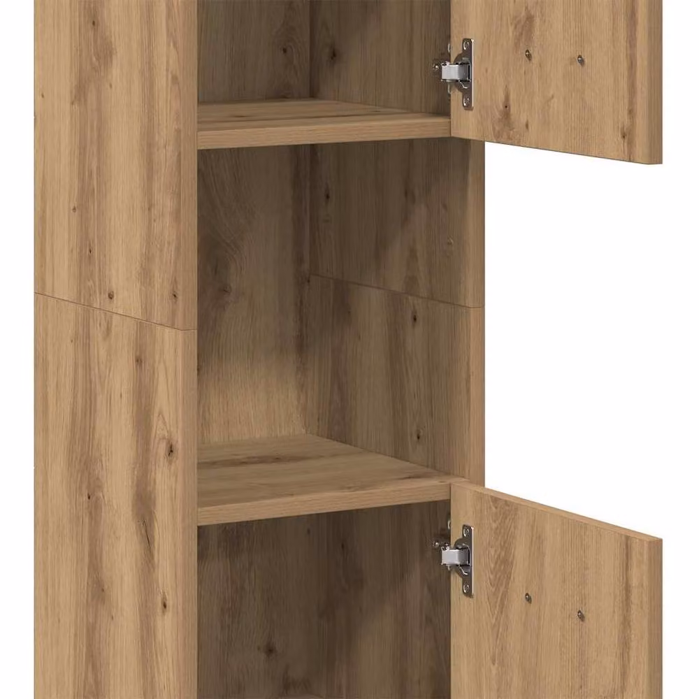 Berkfield Home Artisan Oak Bathroom Hanging Cabinet, Brown, W/D/H: 30 x 30 x 130 cm – 4