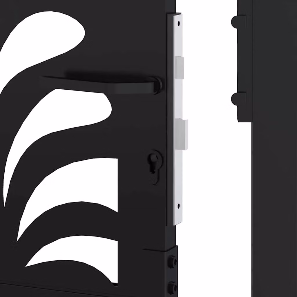Berkfield Black Steel Wave Design Garden Gate, W: 105 cm, H: 155 cm – 4