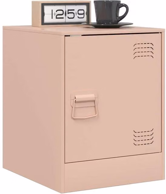 Berkfield Home Set of 2 Stylish Pink Metal Bedside Cabinets, W: 34.5 cm, D: 39 cm, H: 44 cm – 1