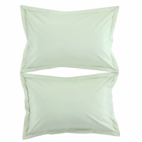 Christy Set of 2 Organic Cotton Percale Oxford Pillowcases, Green, 50 x 75 cm – 1