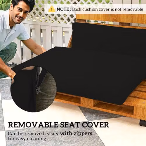 Outsunny 2 Seater Pallet Furniture Cushions in Black, 20 cm Thick with Removable Washable Covers – 4
