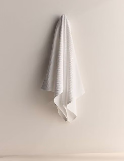 M&S White Pure Cotton Reverse Waffle and Terry Towel