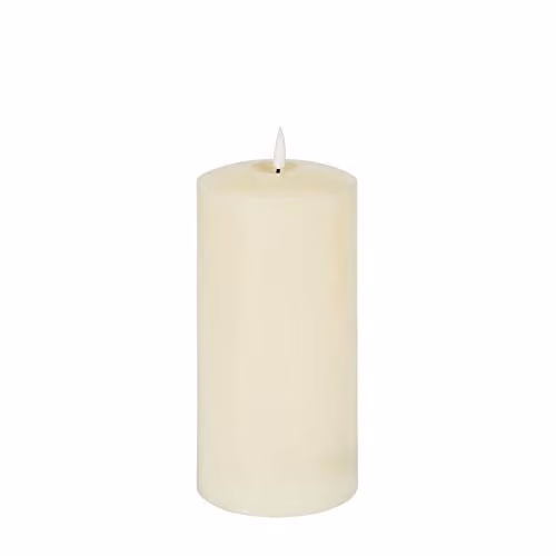 Lights4fun TruGlow Medium Pillar LED Chapel Candle in Ivory Wax with Timer and Flicker Effect, Height: 20 cm – 5