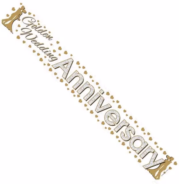 KDMD 50th Wedding Anniversary Foil Banner Pack of 20 in Beige