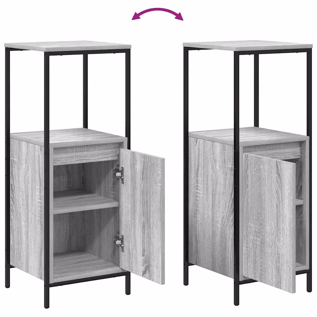Berkfield Home Grey Sonoma Bathroom Cabinet with Internal Shelves and Open Storage, W/D/H: 36 x 35 x 95 cm – 3