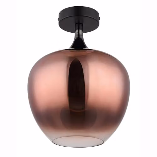 Globo Lighting Modern Sphere Ceiling Light with Glass Shade and E27 Socket in Copper and Black